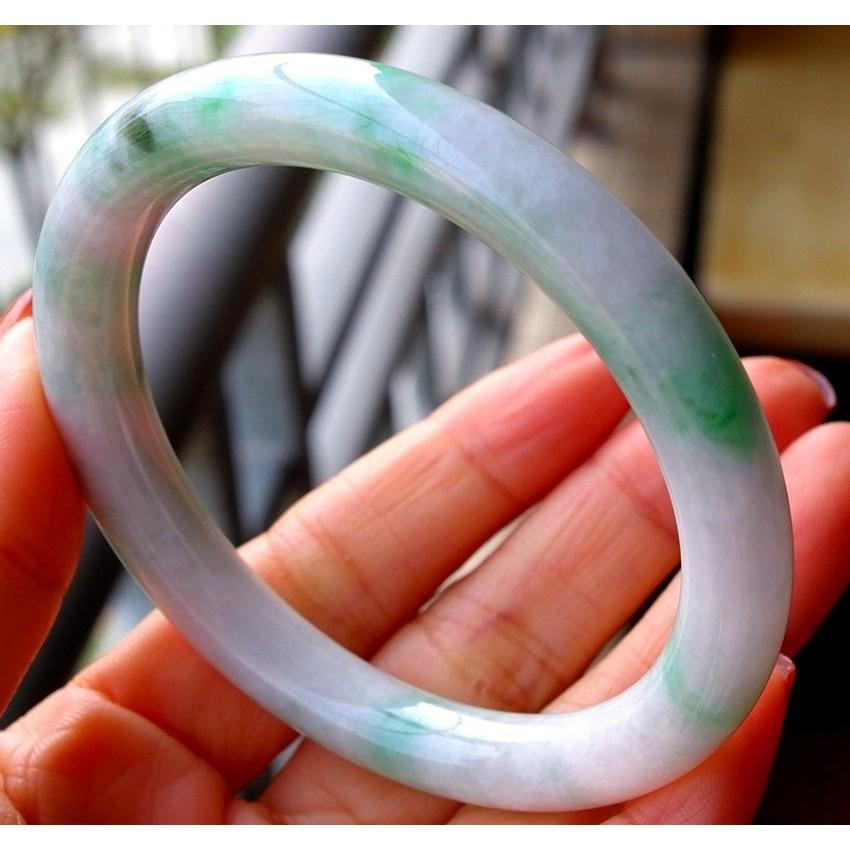 飄 陽綠 圓骨 圓條 翡翠 玉鐲 手鐲 -內徑約52.8mm-A045007-湧翠坊天然老坑A貨 緬甸翡翠 -附證書-細節圖5