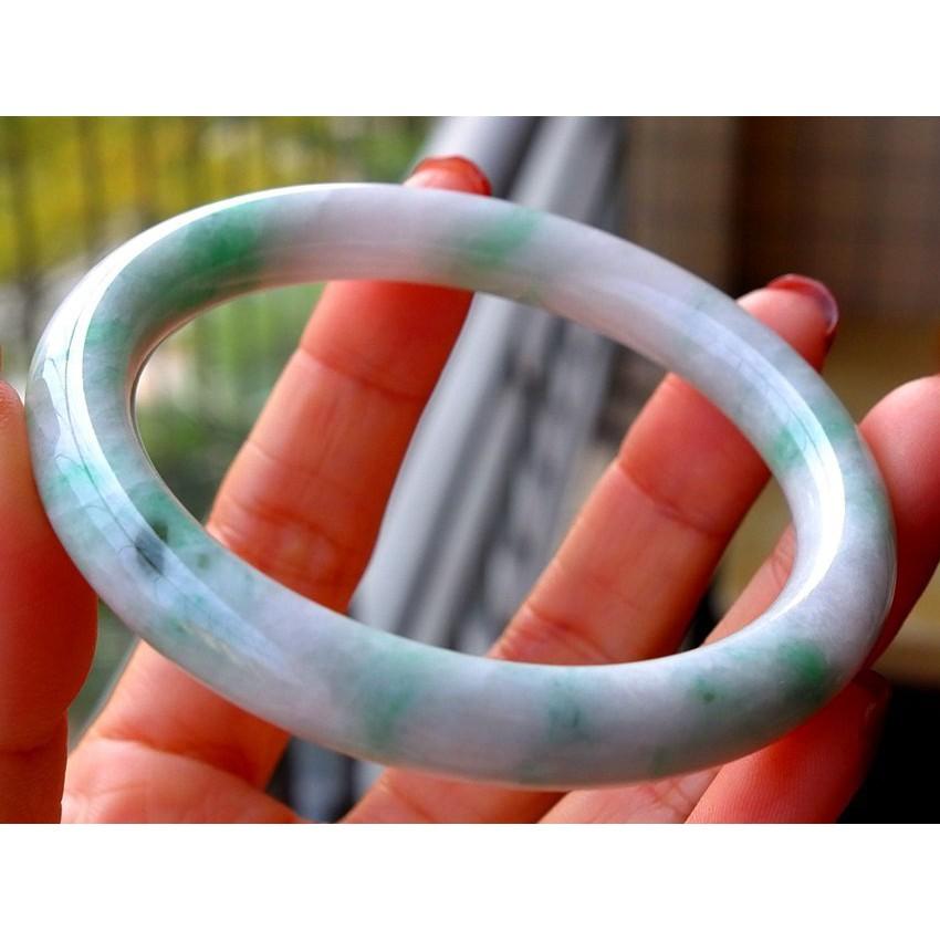 飄 陽綠 圓骨 圓條 翡翠 玉鐲 手鐲 -內徑約52.8mm-A045007-湧翠坊天然老坑A貨 緬甸翡翠 -附證書-細節圖6