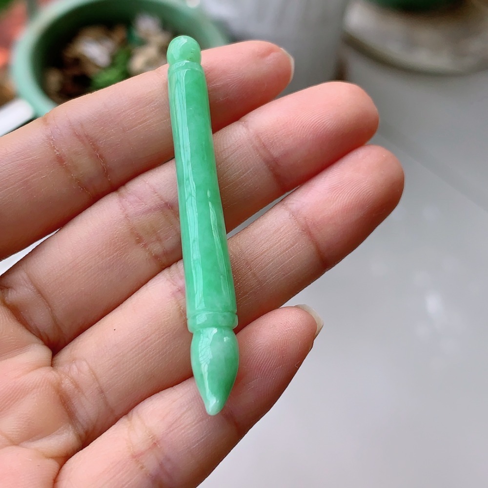 吸睛冰芙 陽亮 陽綠 滿綠 文昌筆 毛筆 翡翠 項鍊 玉墜吊墜－－－V014003-湧翠坊A貨 緬甸翡翠 吊墜 -附證書-細節圖3