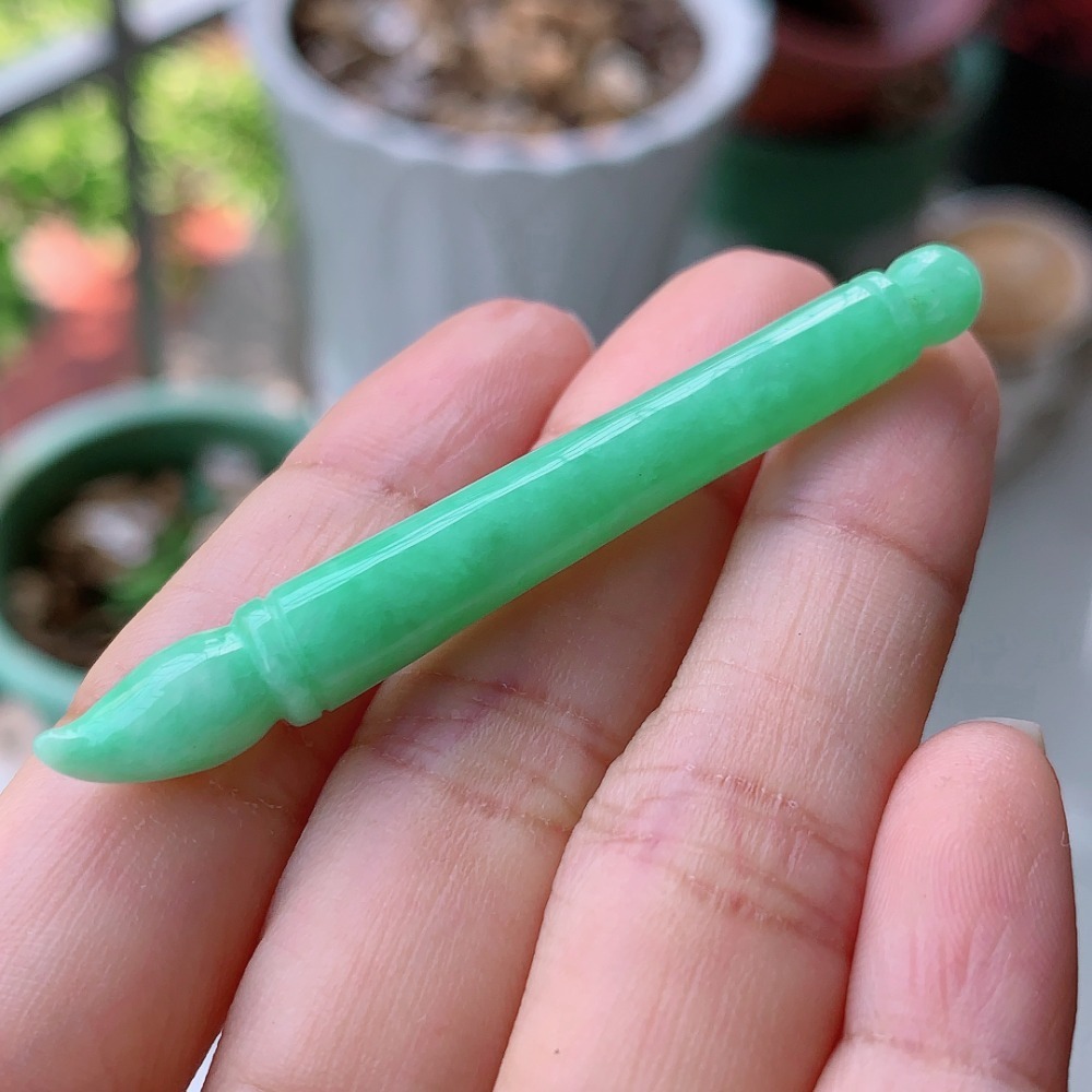 吸睛冰芙 陽亮 陽綠 滿綠 文昌筆 毛筆 翡翠 項鍊 玉墜吊墜－－－V014003-湧翠坊A貨 緬甸翡翠 吊墜 -附證書-細節圖4