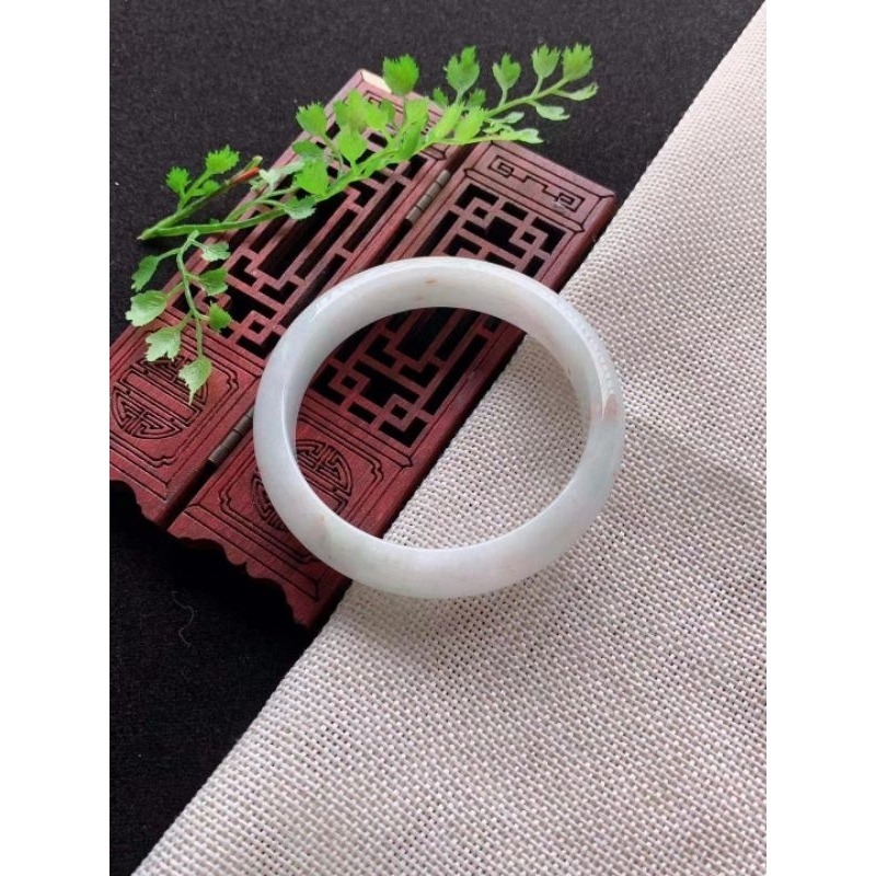 冰潤白月光、嫩綠帶蜜橘雙彩正圈玉鐲 手鐲-內徑約59mm－－－A004022-湧翠坊天然老坑A貨緬甸翡翠-細節圖6