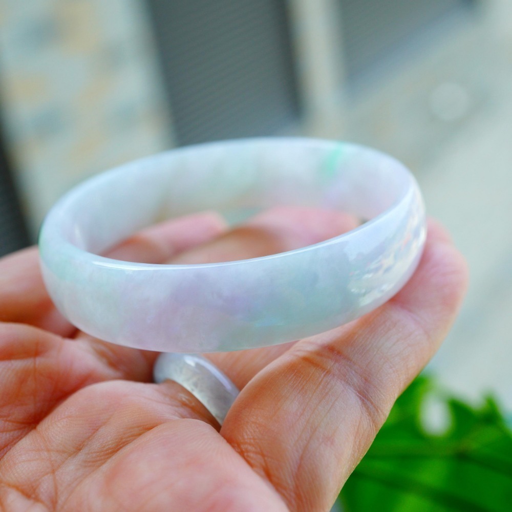 冰粉紫飄陽綠蘋果綠春彩翡翠玉鐲手鐲-內徑約50.5mm手圍17-A088219湧翠坊天然A貨緬甸產翡翠-細節圖2
