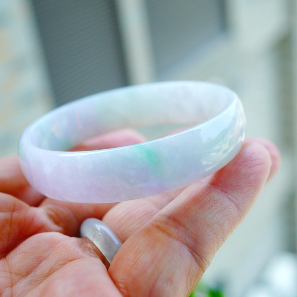 冰粉紫飄陽綠蘋果綠春彩翡翠玉鐲手鐲-內徑約50.5mm手圍17-A088219湧翠坊天然A貨緬甸產翡翠-細節圖3