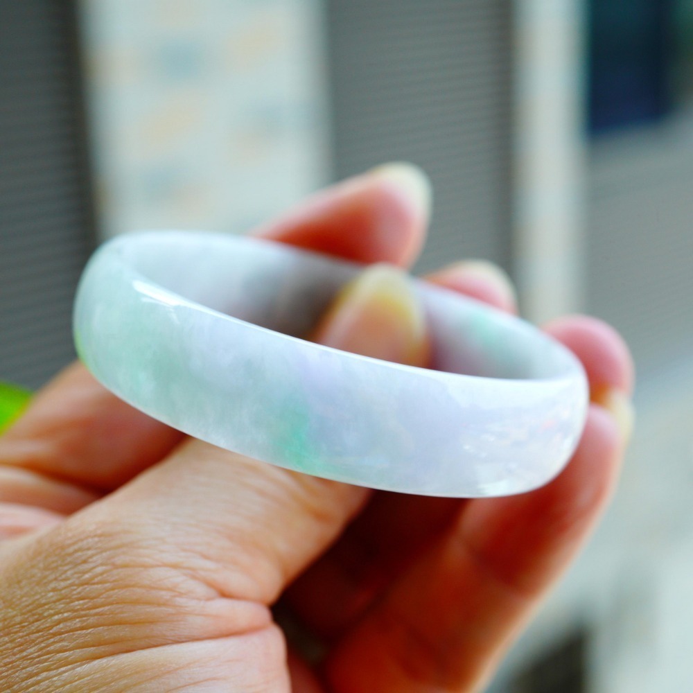 冰粉紫飄陽綠蘋果綠春彩翡翠玉鐲手鐲-內徑約50.5mm手圍17-A088219湧翠坊天然A貨緬甸產翡翠-細節圖4
