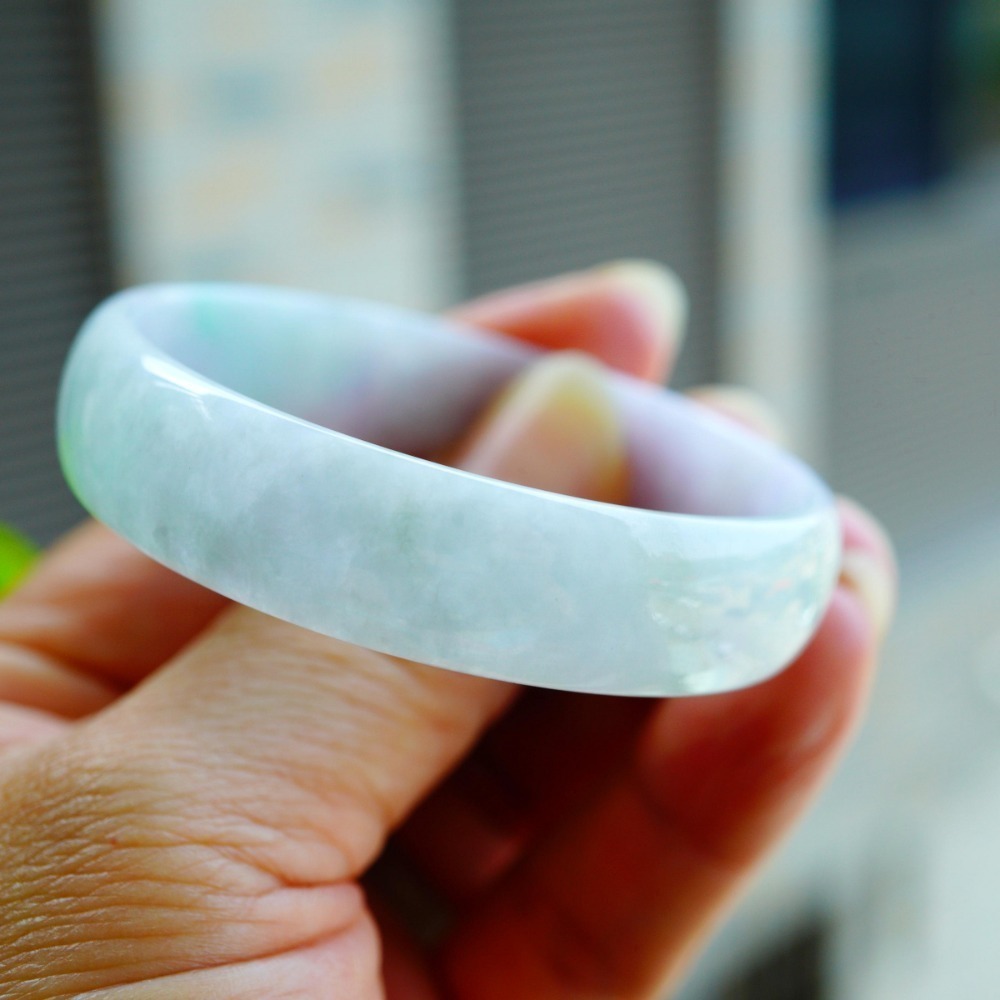 冰粉紫飄陽綠蘋果綠春彩翡翠玉鐲手鐲-內徑約50.5mm手圍17-A088219湧翠坊天然A貨緬甸產翡翠-細節圖5