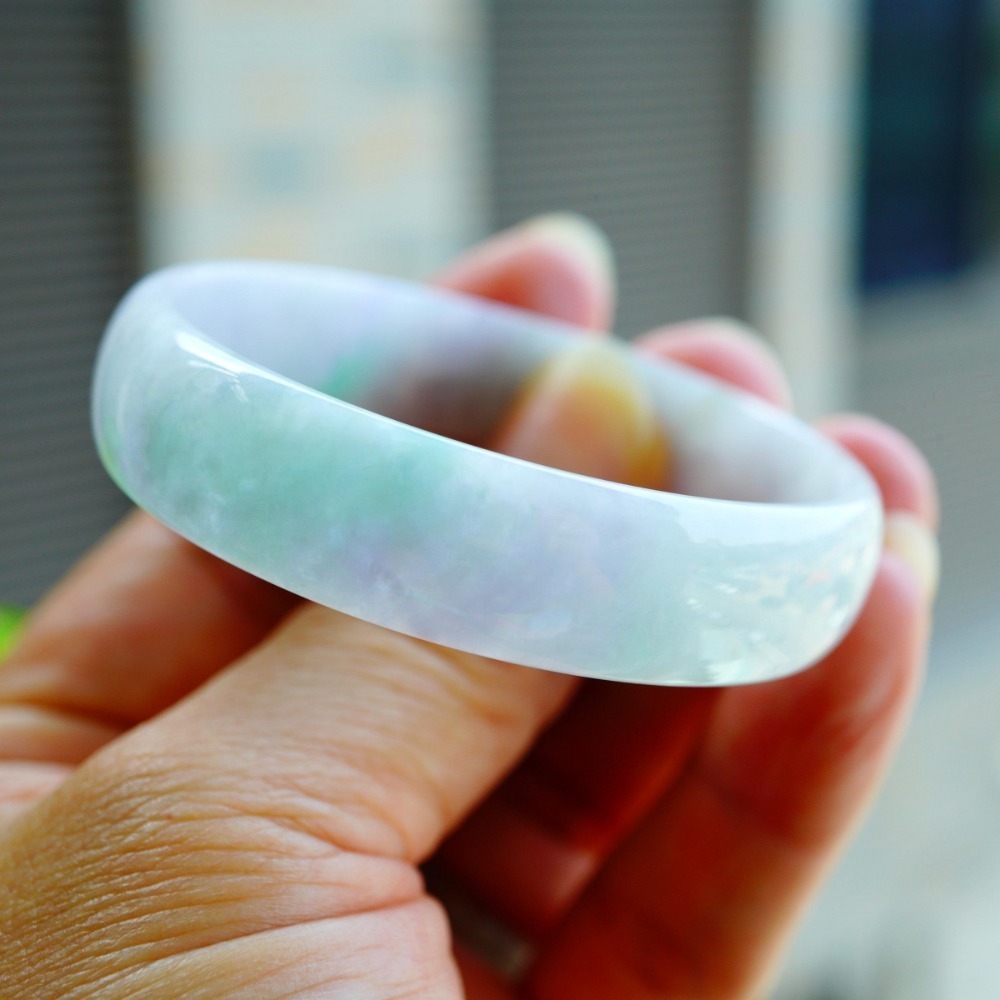 冰粉紫飄陽綠蘋果綠春彩翡翠玉鐲手鐲-內徑約50.5mm手圍17-A088219湧翠坊天然A貨緬甸產翡翠-細節圖6