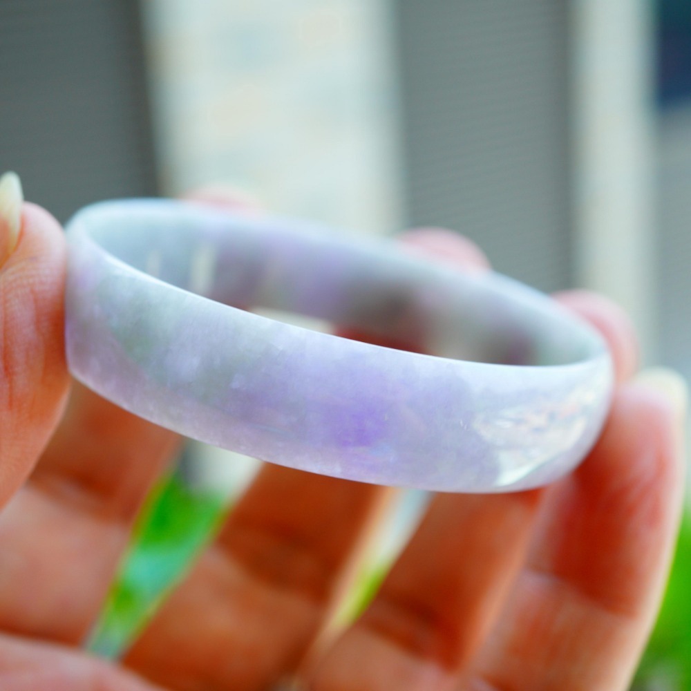 紫羅蘭蘋果綠飄細棉春彩翡翠玉鐲內徑約52.3mm手圍17.-A088319湧翠坊天然A貨緬甸翡翠-細節圖2