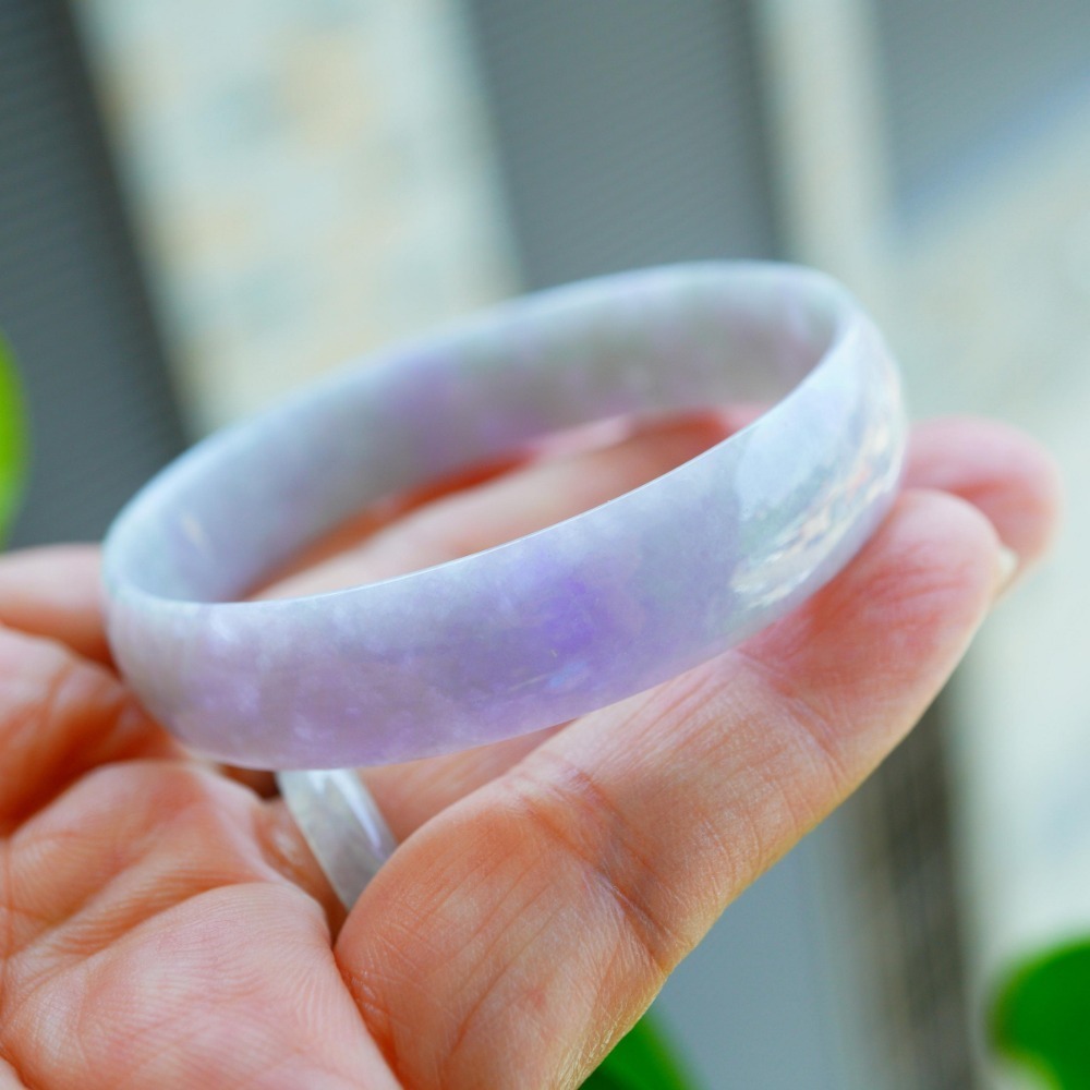 紫羅蘭蘋果綠飄細棉春彩翡翠玉鐲內徑約52.3mm手圍17.-A088319湧翠坊天然A貨緬甸翡翠-細節圖5