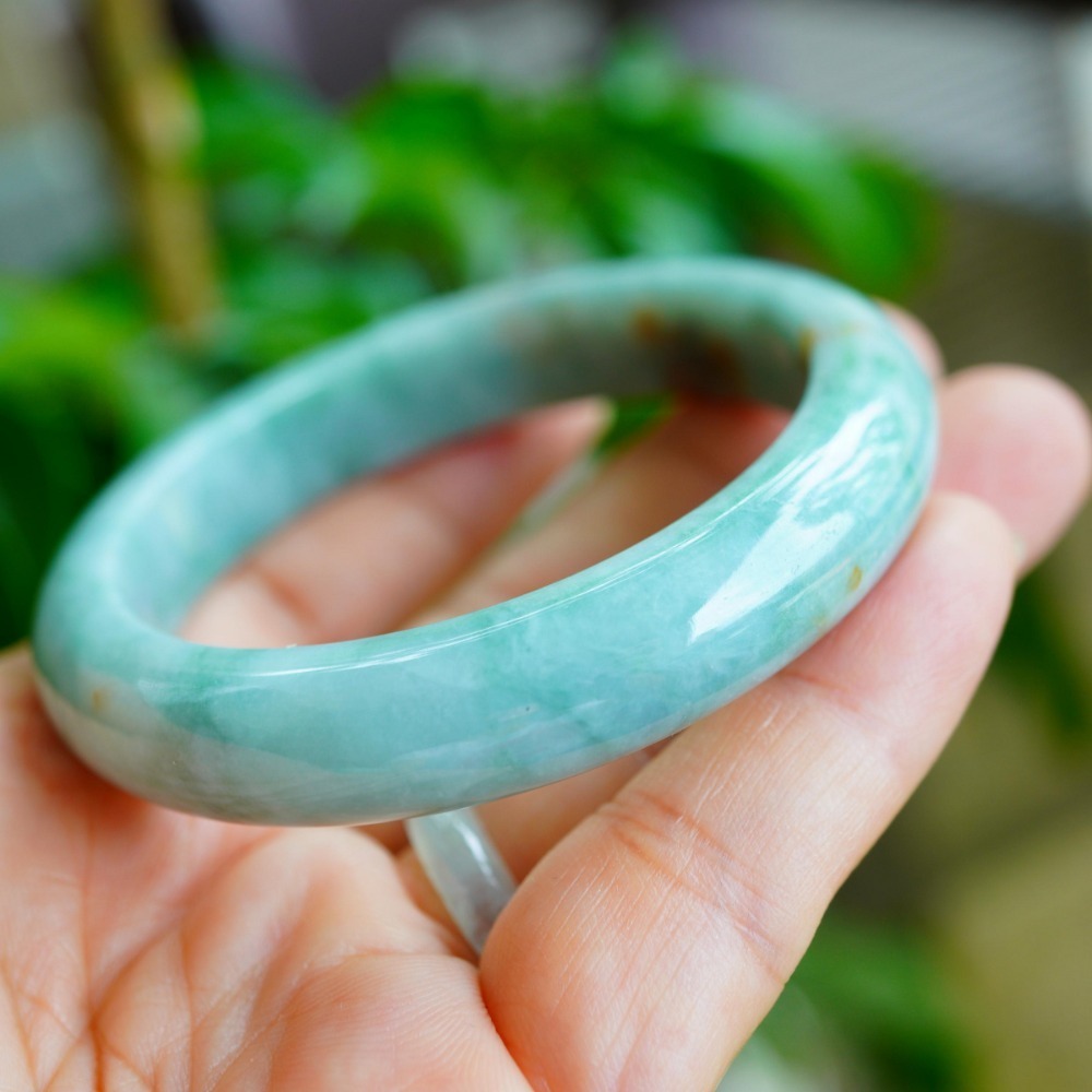 滿綠蘋果綠飄蜜糖黃橘黃雙彩正圈玉鐲手鐲-內徑約54.6mm－－－A038018-湧翠坊緬甸天然老坑A貨翡翠玉鐲-細節圖2