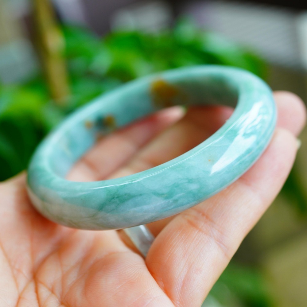 滿綠蘋果綠飄蜜糖黃橘黃雙彩正圈玉鐲手鐲-內徑約54.6mm－－－A038018-湧翠坊緬甸天然老坑A貨翡翠玉鐲-細節圖3