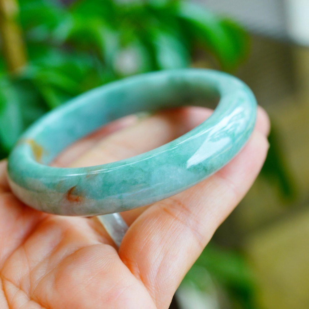 滿綠蘋果綠飄蜜糖黃橘黃雙彩正圈玉鐲手鐲-內徑約54.6mm－－－A038018-湧翠坊緬甸天然老坑A貨翡翠玉鐲-細節圖4