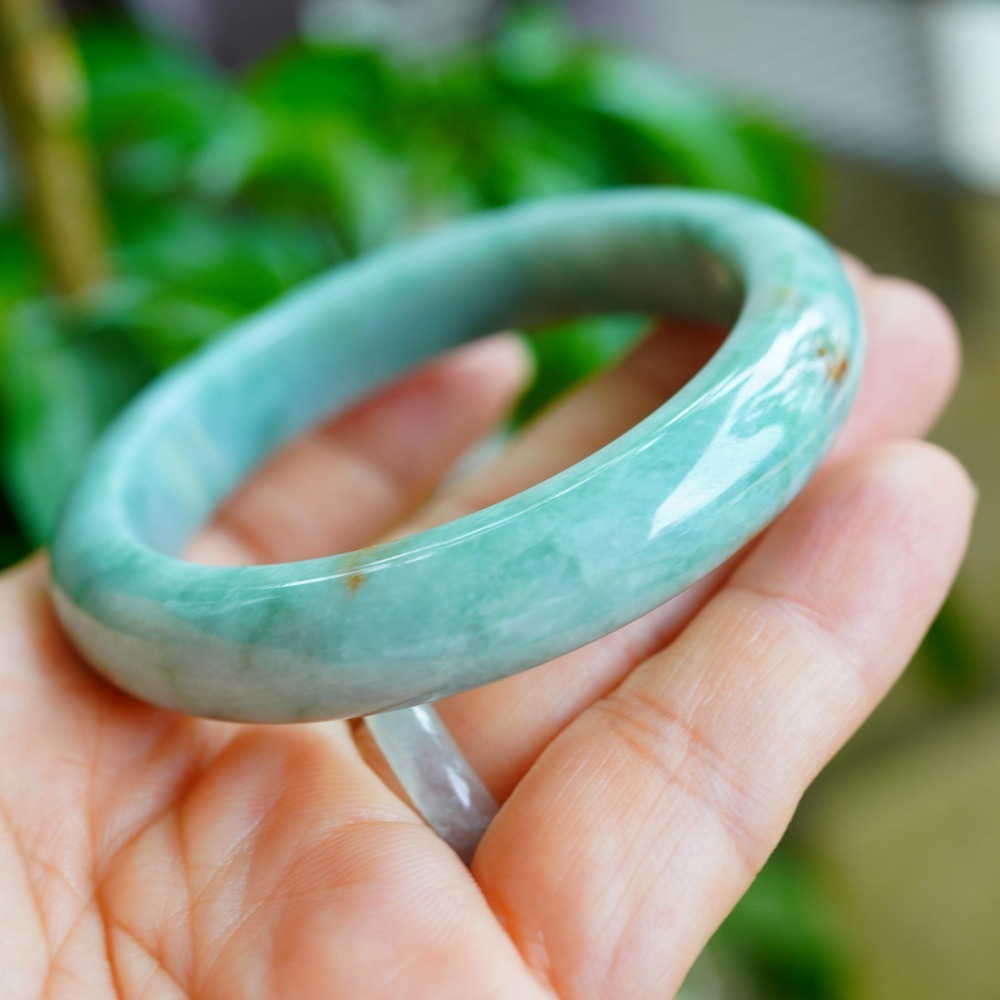 滿綠蘋果綠飄蜜糖黃橘黃雙彩正圈玉鐲手鐲-內徑約54.6mm－－－A038018-湧翠坊緬甸天然老坑A貨翡翠玉鐲-細節圖5