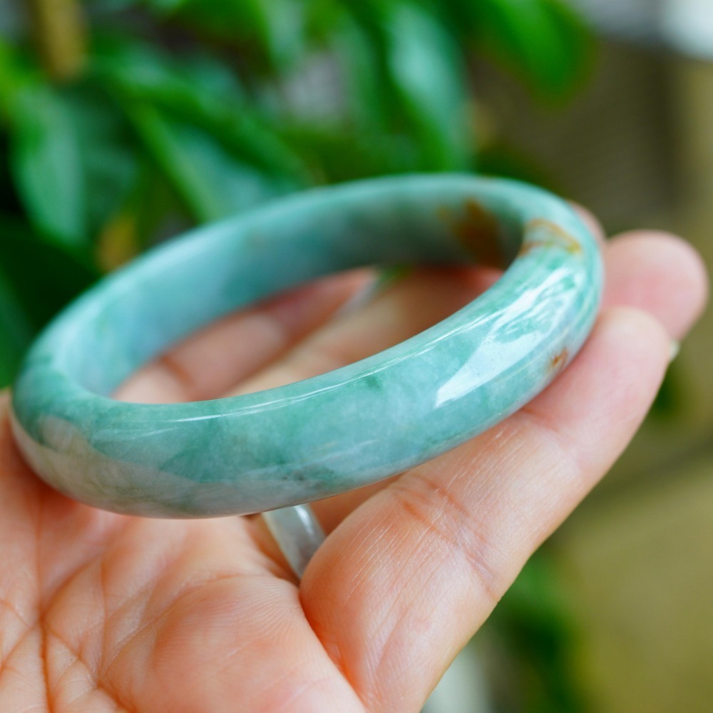 滿綠蘋果綠飄蜜糖黃橘黃雙彩正圈玉鐲手鐲-內徑約54.6mm－－－A038018-湧翠坊緬甸天然老坑A貨翡翠玉鐲-細節圖6