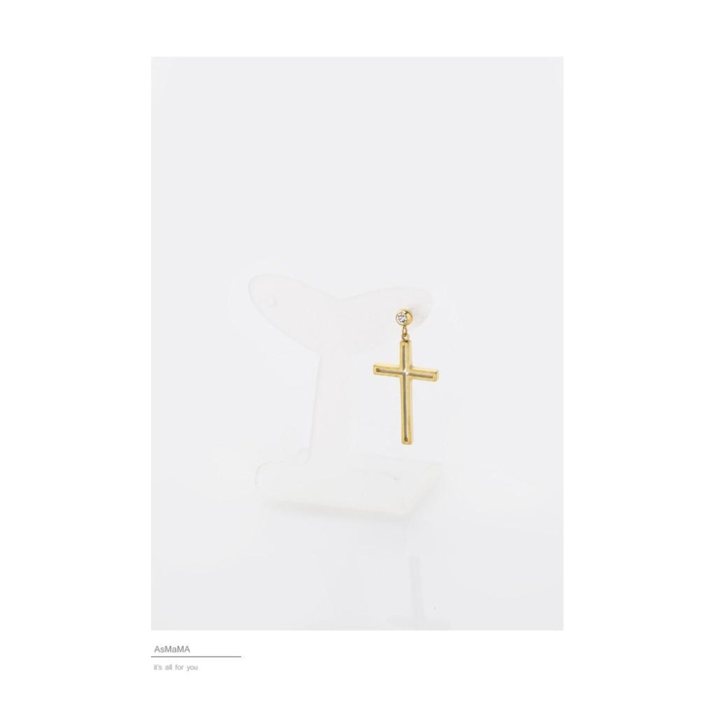 韓國代購 ASMAMA正品 NCT U Lucas 黃旭熙 同款鏤空十字鑲鑽耳環 (單支價)-細節圖7