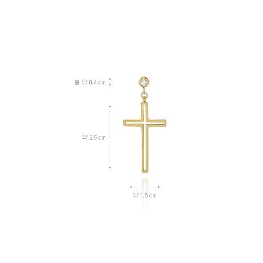 韓國代購 ASMAMA正品 NCT U Lucas 黃旭熙 同款鏤空十字鑲鑽耳環 (單支價)-細節圖8