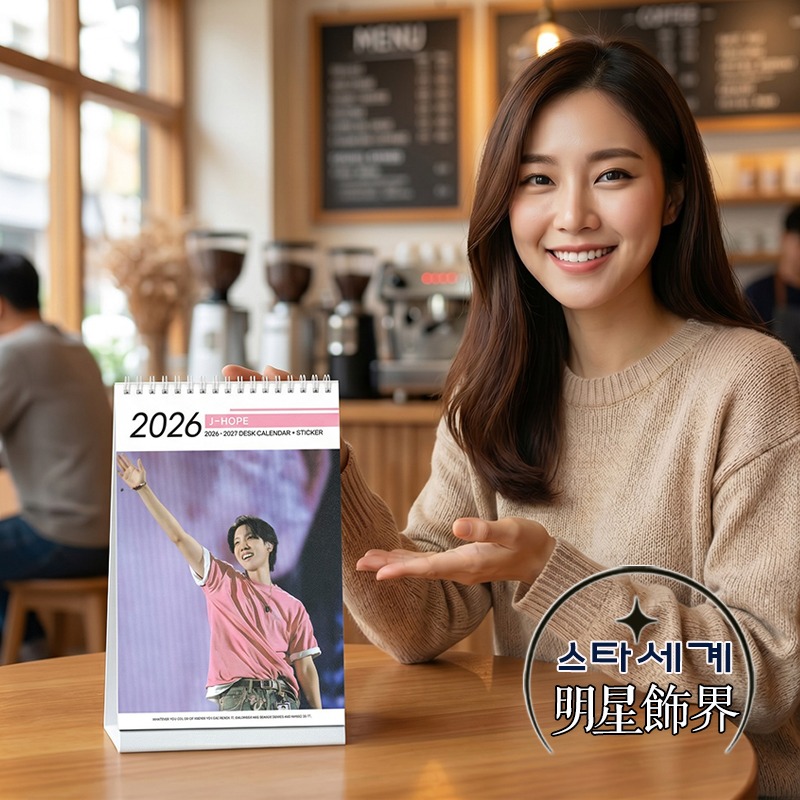 韓國進口 防彈少年團 BTS j-hope 鄭號錫 2026 ~ 2027 直立式照片桌曆台曆-細節圖4