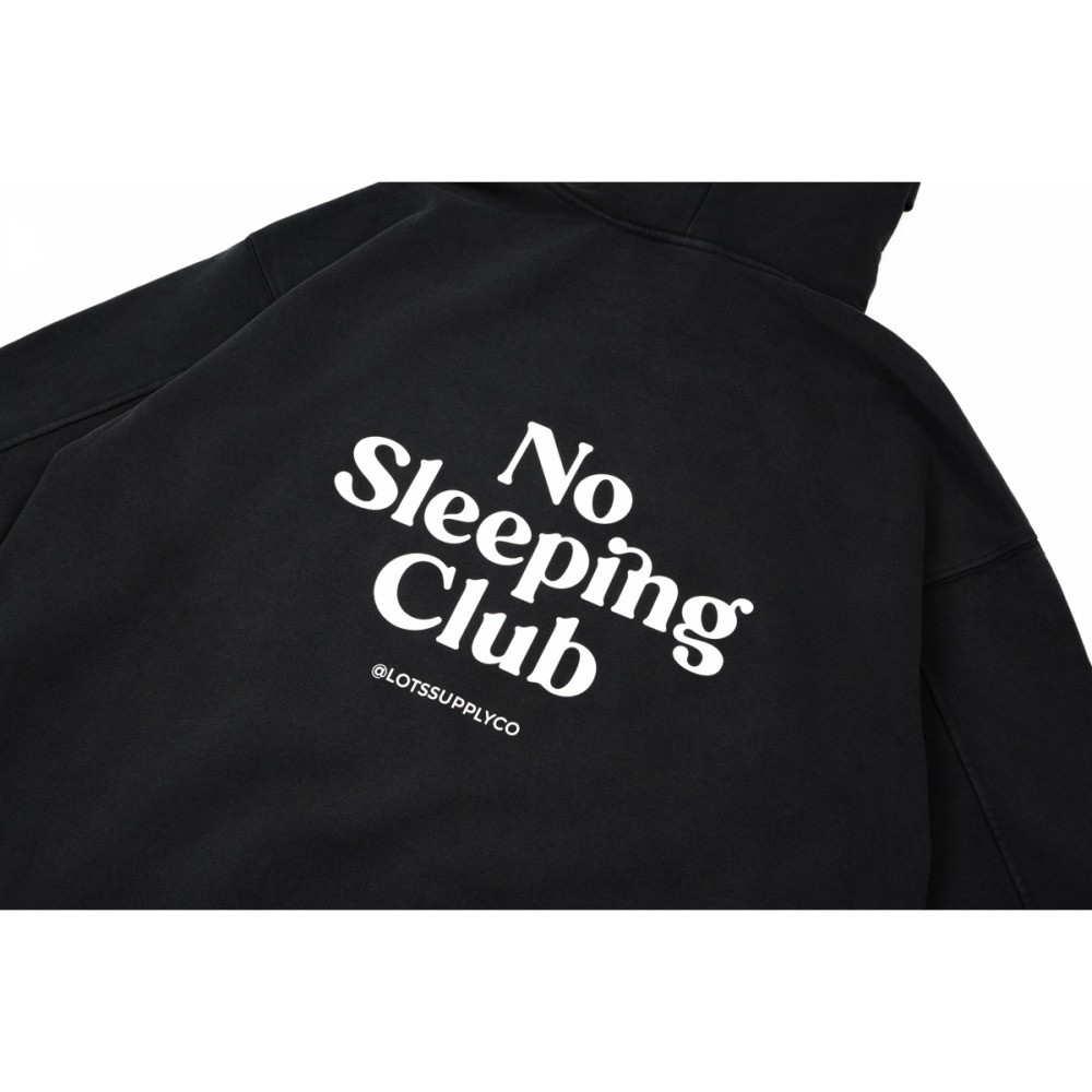 LOTSSUPPLYCO.No sleeping club水洗黑(秋冬長袖帽T)-細節圖2