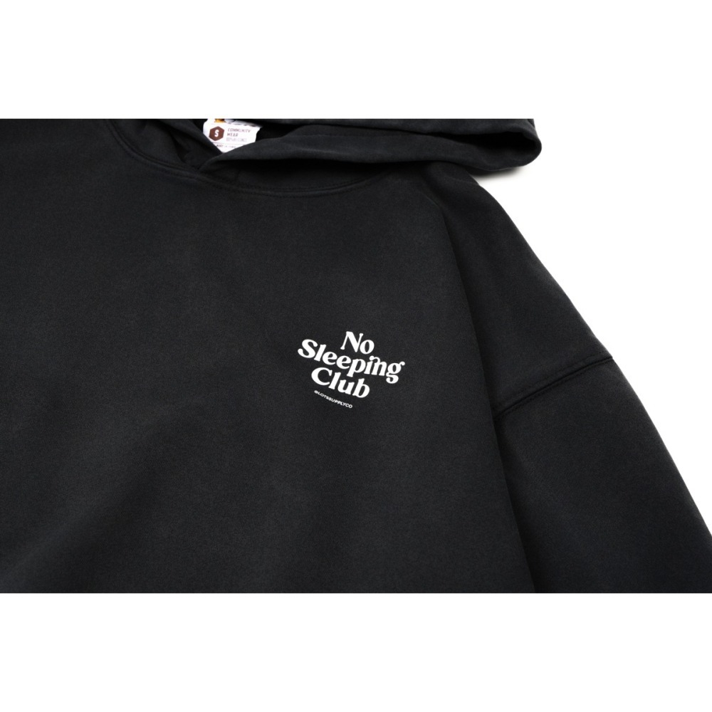 LOTSSUPPLYCO.No sleeping club水洗黑(秋冬長袖帽T)-細節圖4