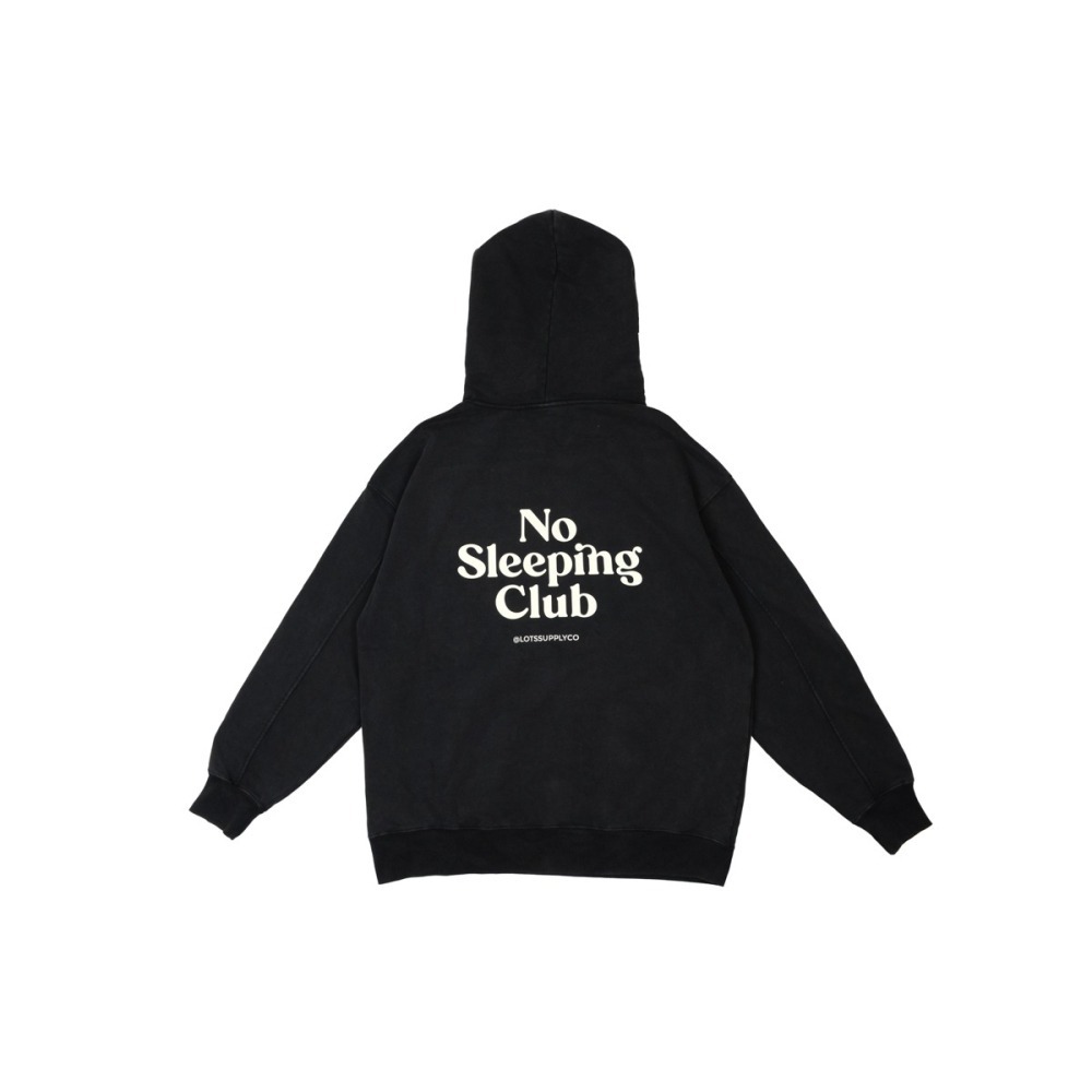 LOTSSUPPLYCO.No sleeping club水洗黑(秋冬長袖帽T)-細節圖7