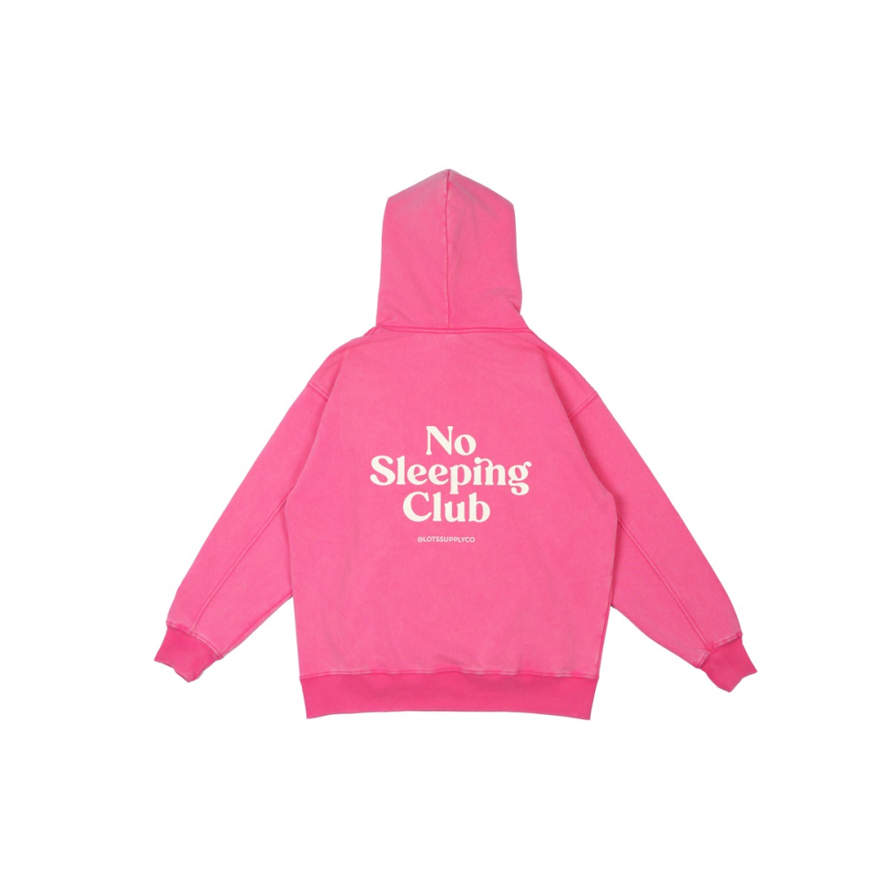 LOTSSUPPLYCO.No sleeping club水洗桃紅(秋冬長袖帽T)-細節圖7