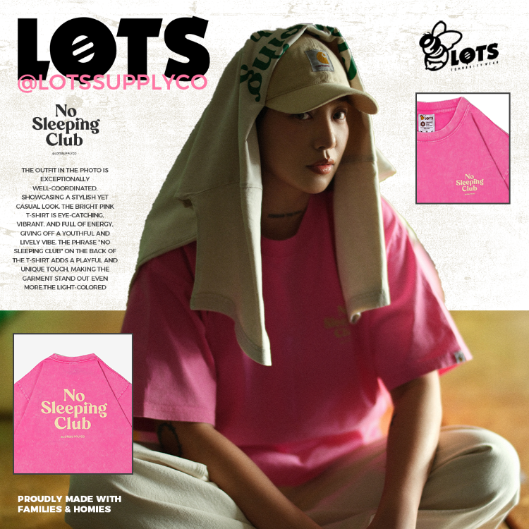 LOTSSUPPLYCO.No sleeping club(短袖,粉)-細節圖3