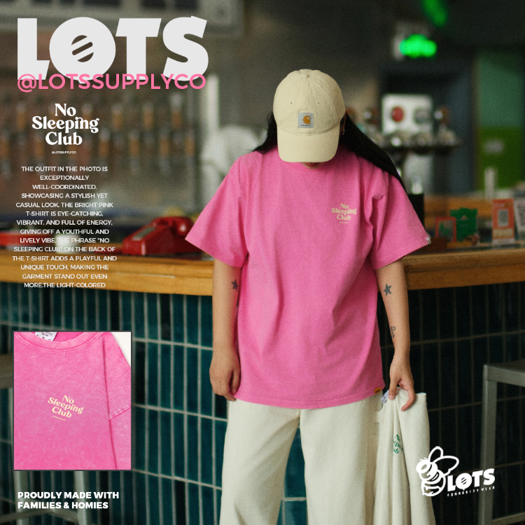 LOTSSUPPLYCO.No sleeping club(短袖,粉)-細節圖4