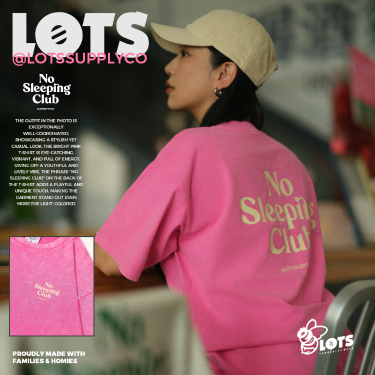 LOTSSUPPLYCO.No sleeping club(短袖,粉)-細節圖6