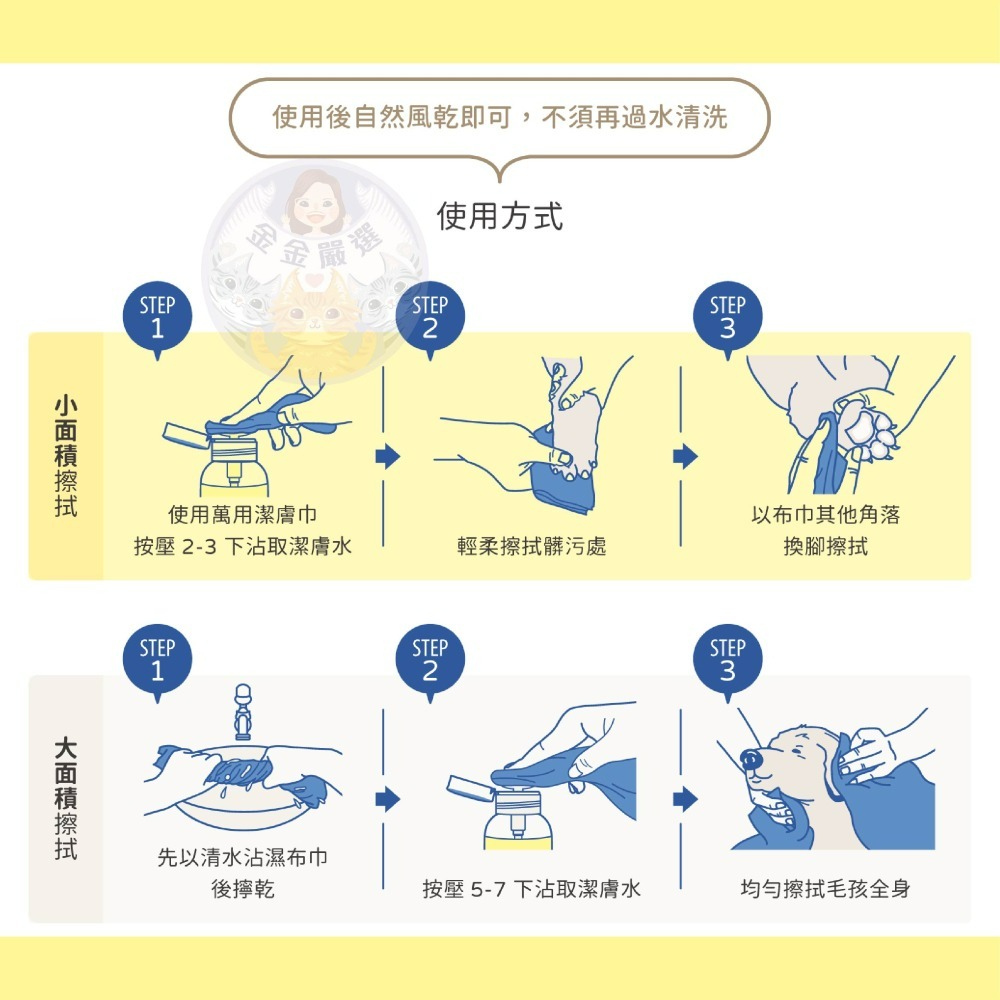 金金嚴選 毛起來 草本速淨潔膚水 毛起來潔膚水 315ml 犬貓通用 寵物清潔 寵物消臭 狗清潔-細節圖7