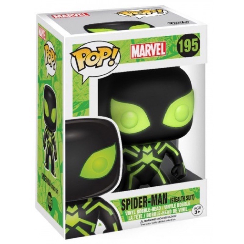 【FUNKO】 POP 195隱形蜘蛛人 黑衣綠紋版 特別版 SPIDER-MAN MARVEL-細節圖2