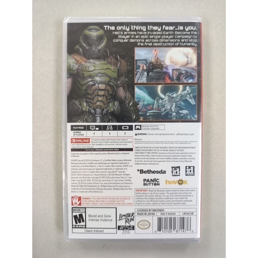 稀有！！NS全新現貨不用等 毀滅戰士：永恆 中英文美版（內建中文）Doom：eternal switch-細節圖2