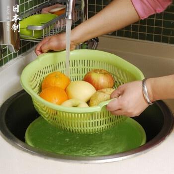 日本製 濾水籃洗桶組 橢圓型濾水籃 瀝水籃 洗菜籃 洗蔬果 廚房用品 廚房用具-細節圖4