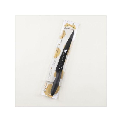 日本 貝印 NYAMMY貓造型鋸齒不銹鋼麵包刀-黑色 麵包刀 鋸齒刀
