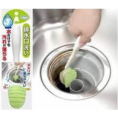 日本SANKO 免洗劑排水口清潔菜瓜布刷 綠色 1入-細節圖2
