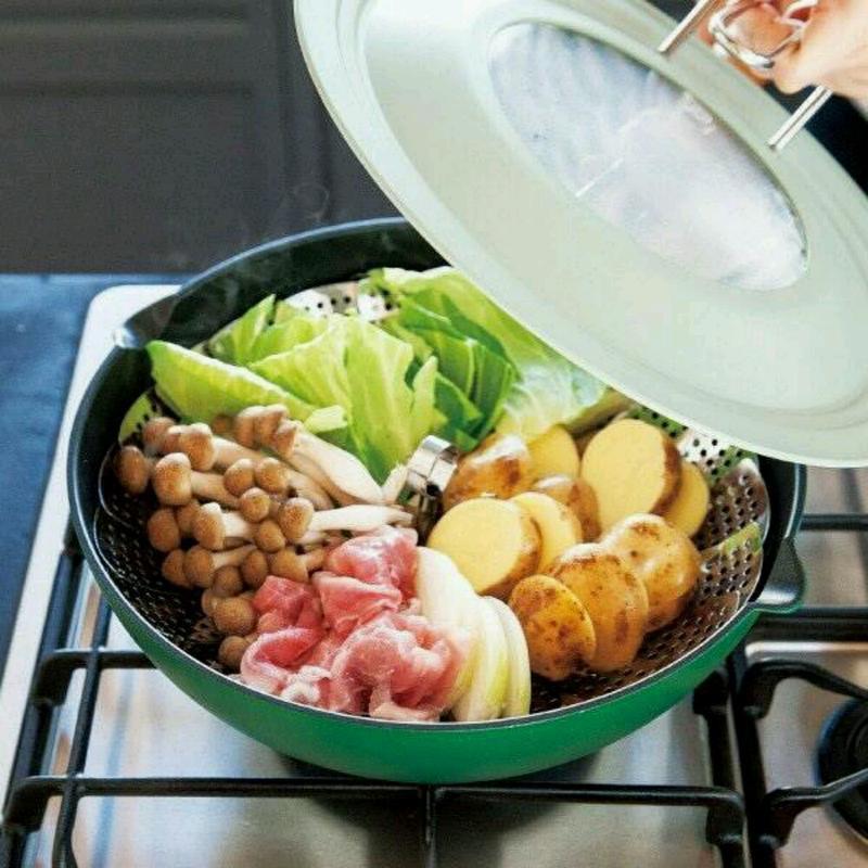 日本製 收納蒸籠 不鏽鋼 家用 蒸籠盤 蒸盤架 水果盤 可伸縮 可折疊-細節圖3