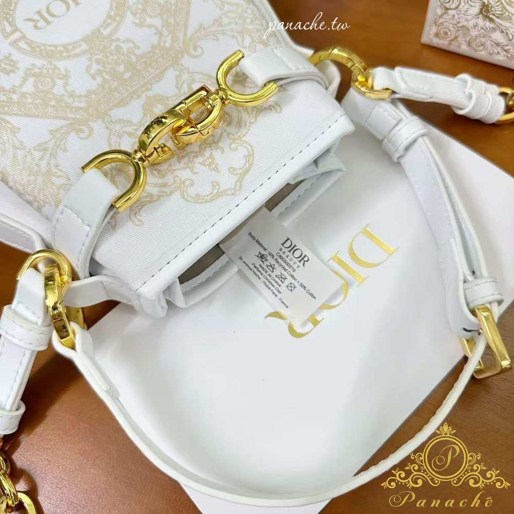 【Dior VIP限定改造】C＇est Dior風格水桶包｜白色燙金杜樂麗圖騰｜可斜背手提｜手工訂製唯一款-細節圖3