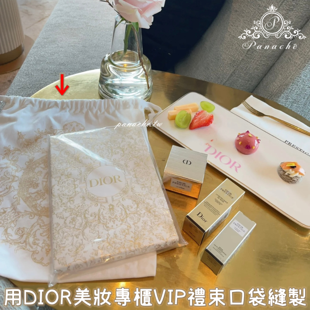 【Dior VIP限定改造】C＇est Dior風格水桶包｜白色燙金杜樂麗圖騰｜可斜背手提｜手工訂製唯一款-細節圖10