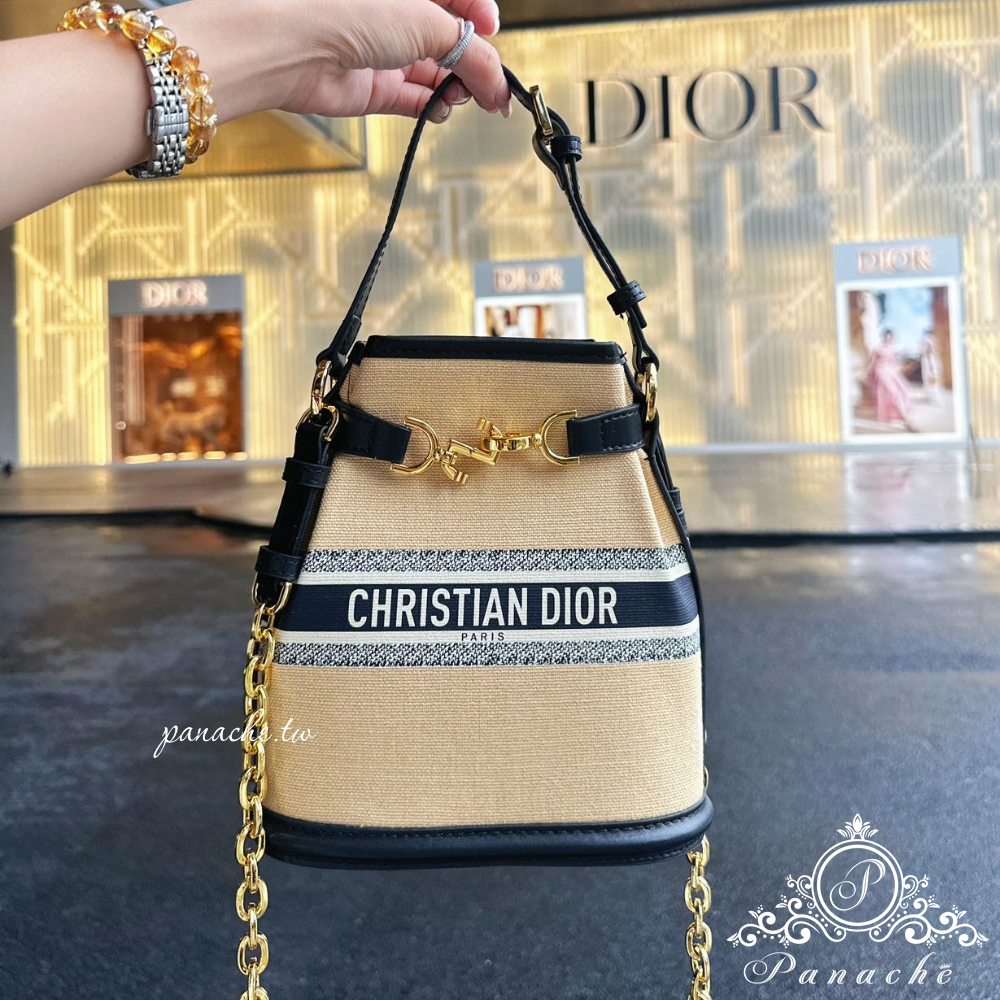 Dior VIP禮物改造包｜C’est Dior風格｜亞麻水桶包｜手提斜背兩用-細節圖2