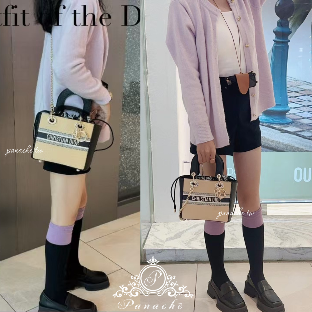 DIOR VIP棕色束口袋改造 Lady Dior風格鍊條包 黑色超纖皮 斜背包 肩背包 精品風格包-細節圖9