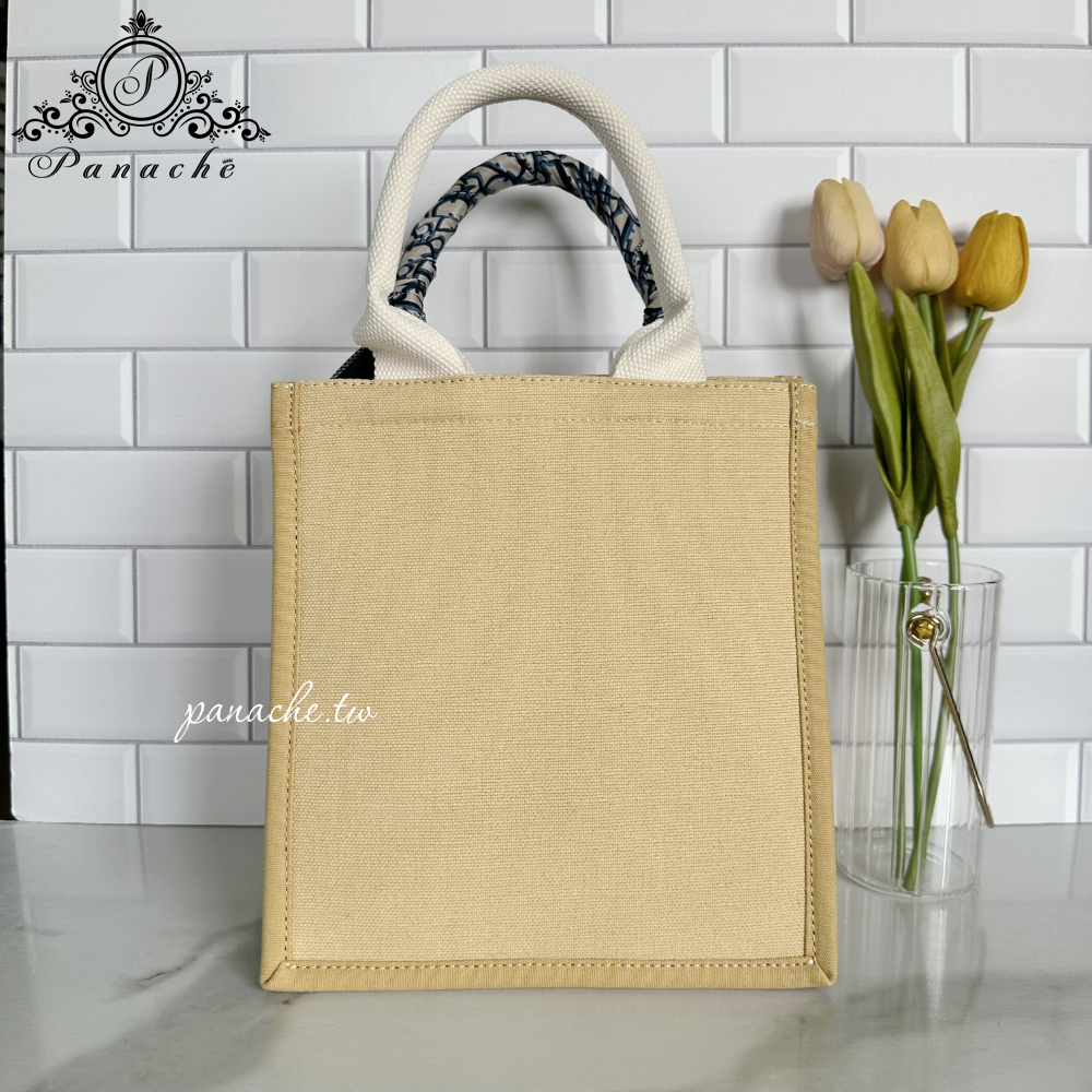 Dior VIP限定奶茶色托特包｜Dior Tote風格改造款｜絲巾提把設計｜附襯底墊-細節圖4