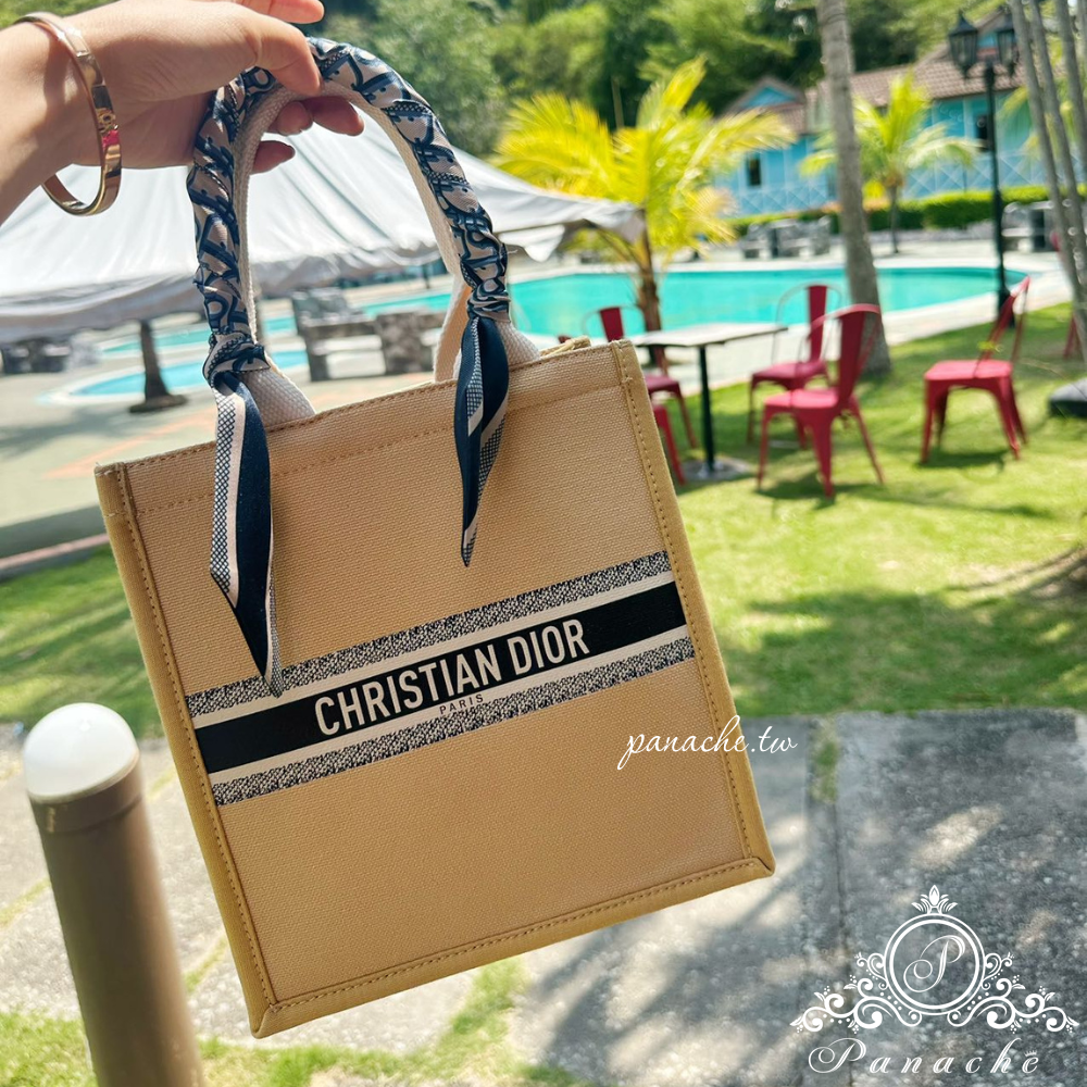 Dior VIP限定奶茶色托特包｜Dior Tote風格改造款｜絲巾提把設計｜附襯底墊-細節圖7