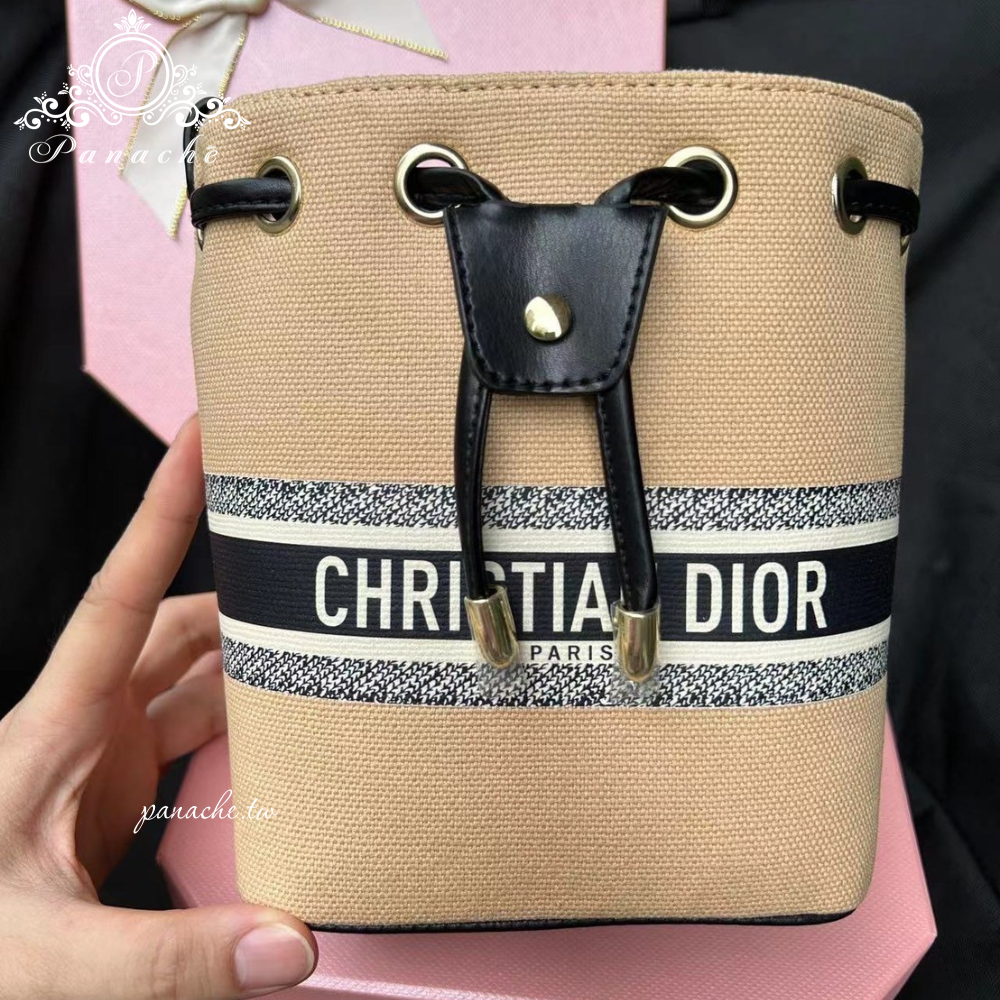 DIOR VIP禮束口袋改造水桶包 奶茶色 手工製作 斜背包 側背包 精品改造包-細節圖2