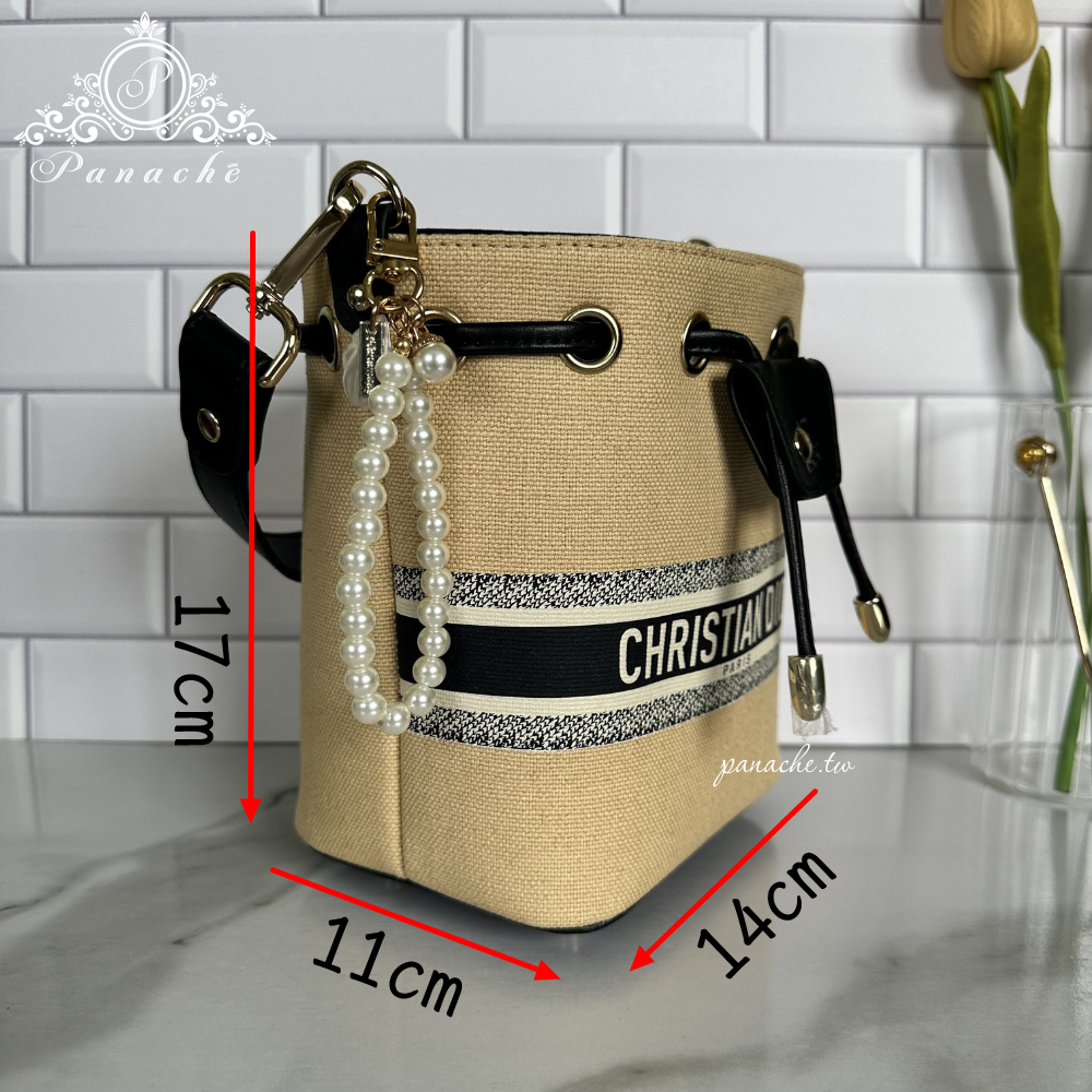 DIOR VIP禮束口袋改造水桶包 奶茶色 手工製作 斜背包 側背包 精品改造包-細節圖4