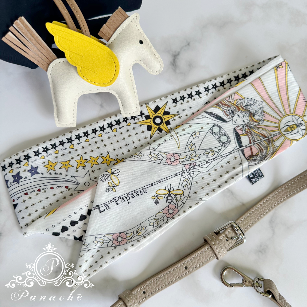 HERMÈS Garden Party風格手工創作包 奶茶卡其色高級超纖皮 附飛馬掛飾與絲巾 可手提側背斜背-細節圖8