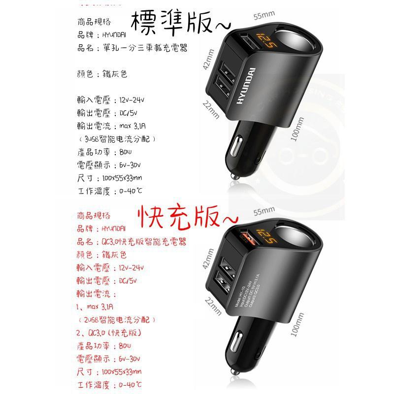 【金車屋】電壓顯示 液晶顯示 1孔 3USB車充 車用充電器 USB點菸器 車充 三孔車充 智慧分流-細節圖2