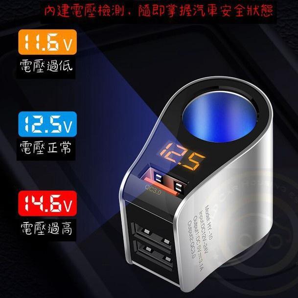 【金車屋】電壓顯示 液晶顯示 1孔 3USB車充 車用充電器 USB點菸器 車充 三孔車充 智慧分流-細節圖5