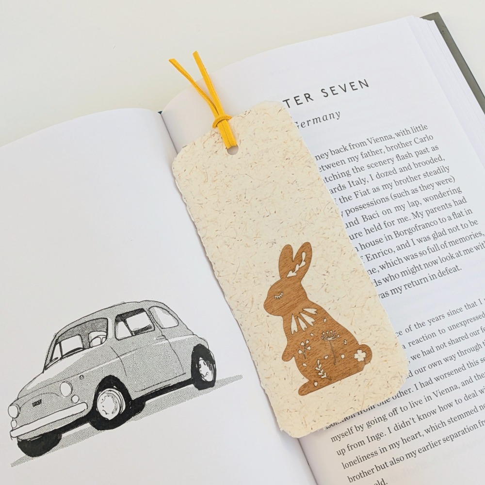 ( Alpine Days 原創商品) 花草兔兔 手工紙書籤 / 可書寫小禮卡-細節圖2