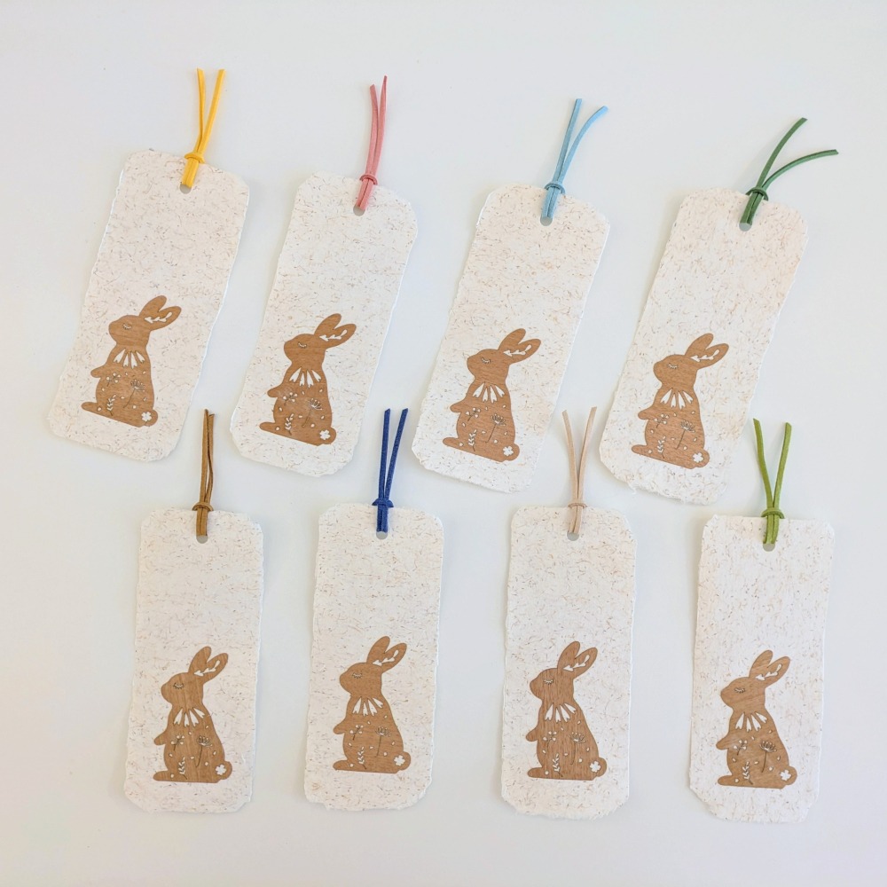 ( Alpine Days 原創商品) 花草兔兔 手工紙書籤 / 可書寫小禮卡-細節圖3