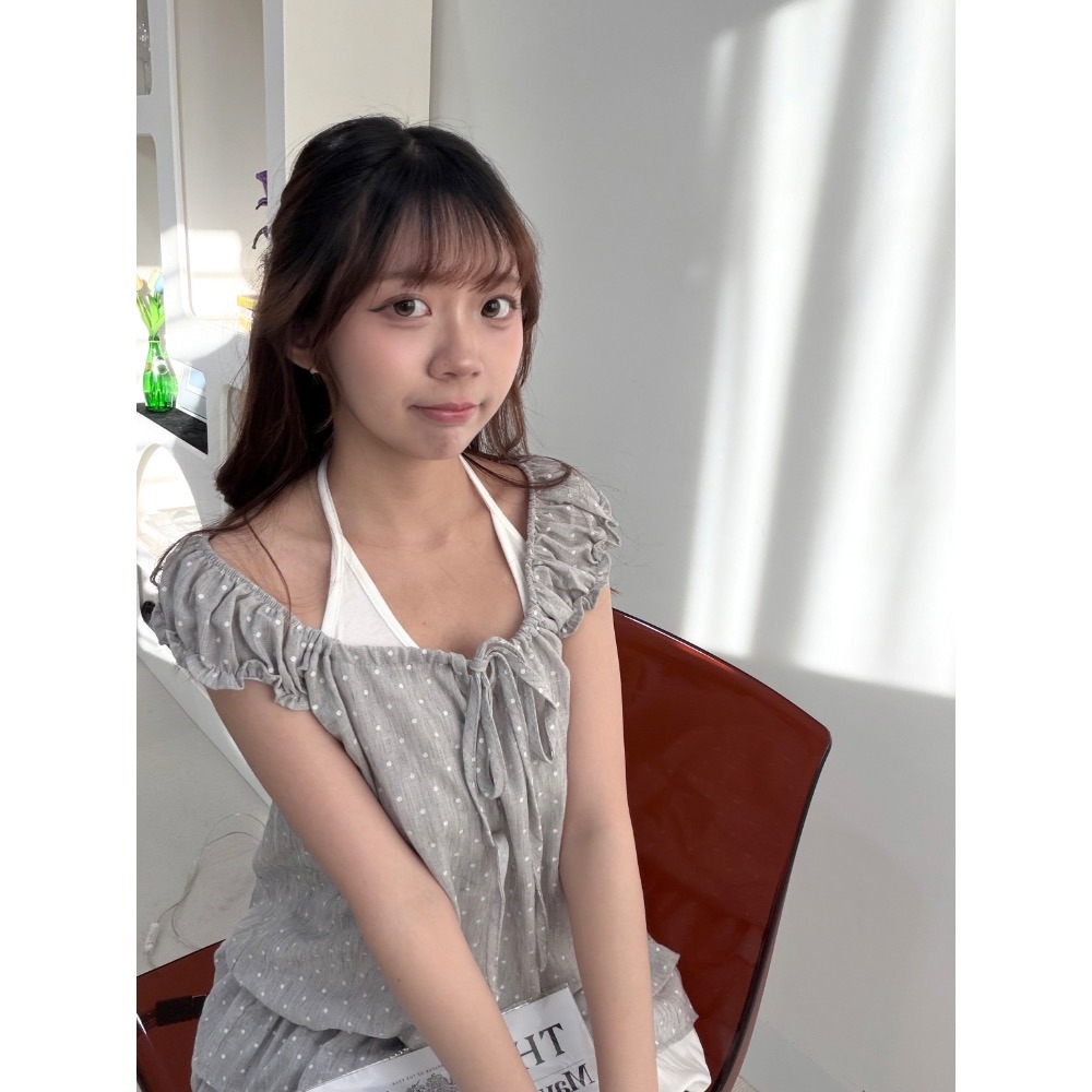 韓系波點掛脖假兩件🫧-細節圖3