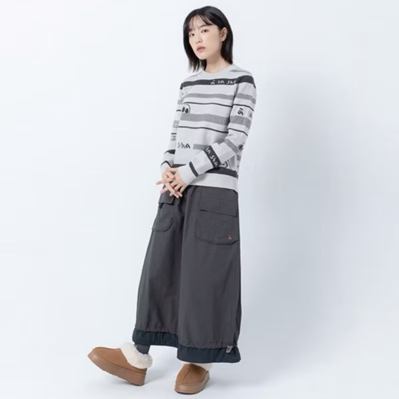 a la sha 家族條紋躲貓貓上衣 黑M-細節圖4