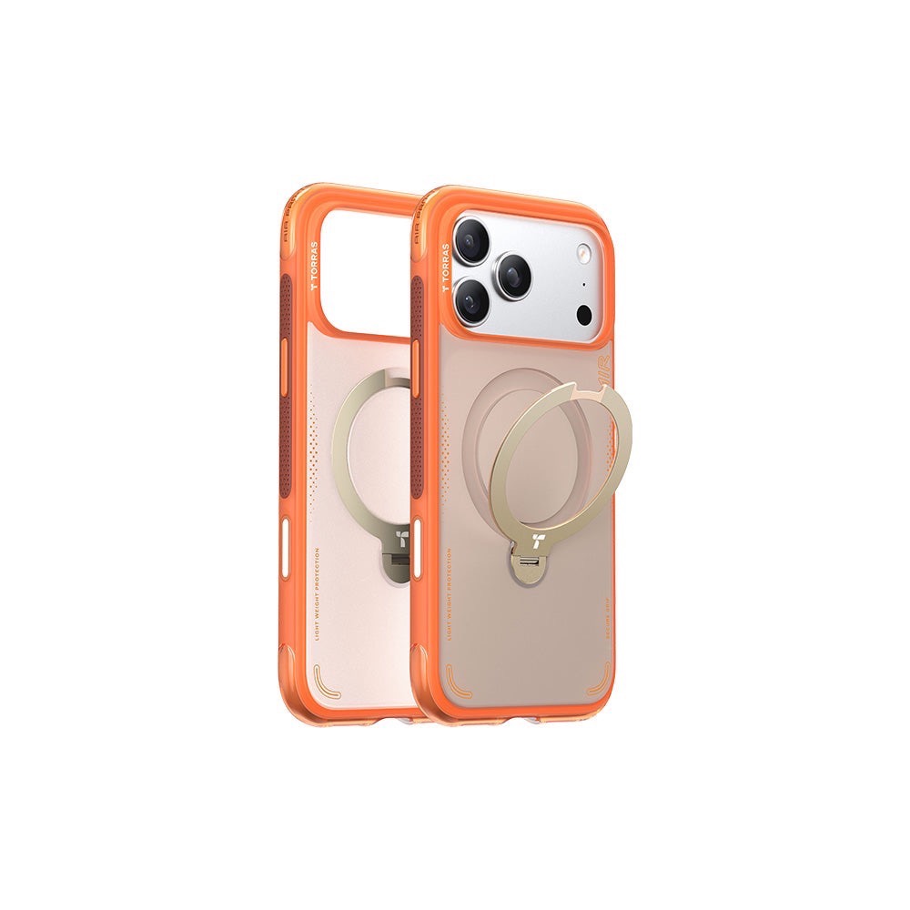 圖拉斯 Ostand Spin Air Magnetic 相機按鍵旋轉支架氣囊防摔手機殼 iPhone 17 Pro 橘-細節圖2